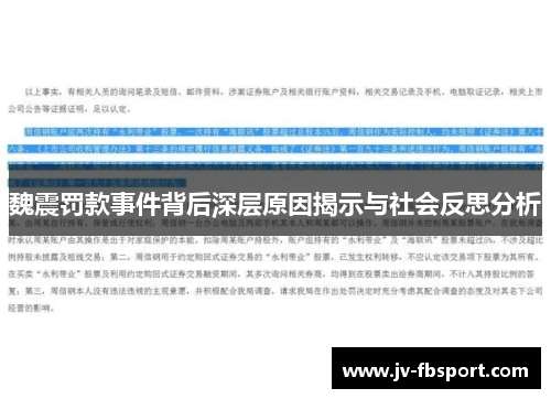 魏震罚款事件背后深层原因揭示与社会反思分析